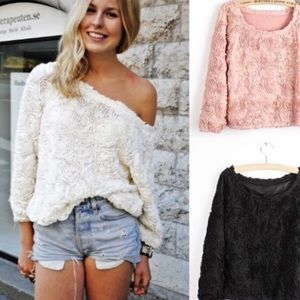 American Apparel Floral Sweater Blouse (White)